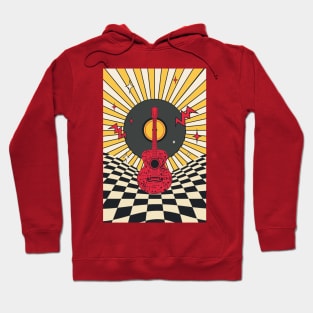 Retro guitar and chess floor Hoodie